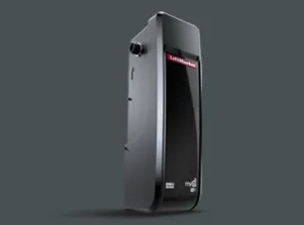 Sleek black portable water heater with digital controls and efficient heating technology.